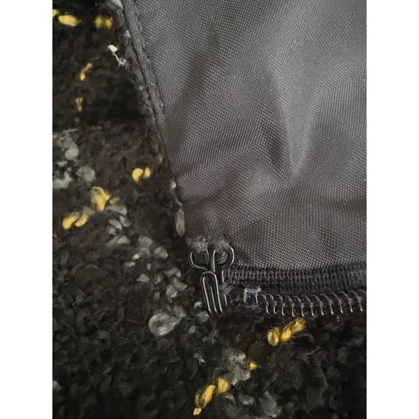 Ann Taylor LOFT Black Yellow Plaid Boucle‎ Tweed Mini Skirt Lined Size 6 - Image 4