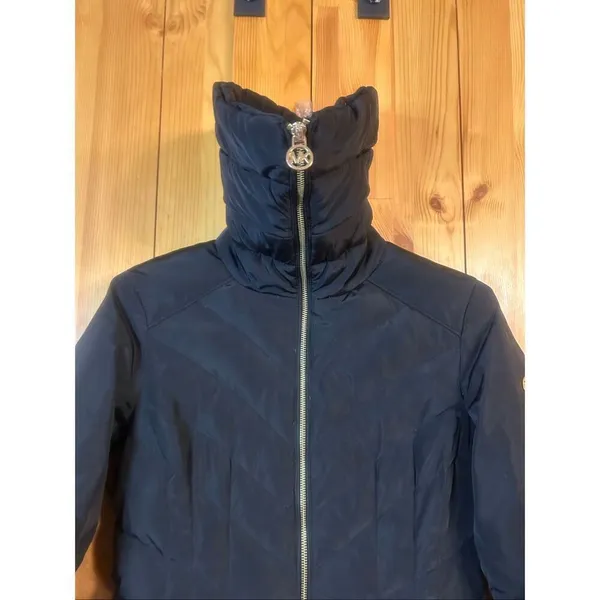 Michael Kors Long Down Quilted Puffer Jacket Tall Mock Neck Collar Size XS (5981 - Image 10