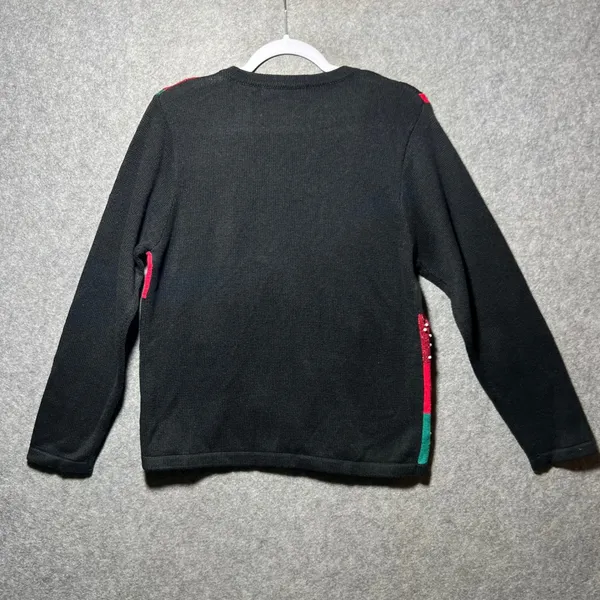 Victoria Jones Vintage Christmas Cardigan Sweater Zip Front Beaded Small‎ - Image 7