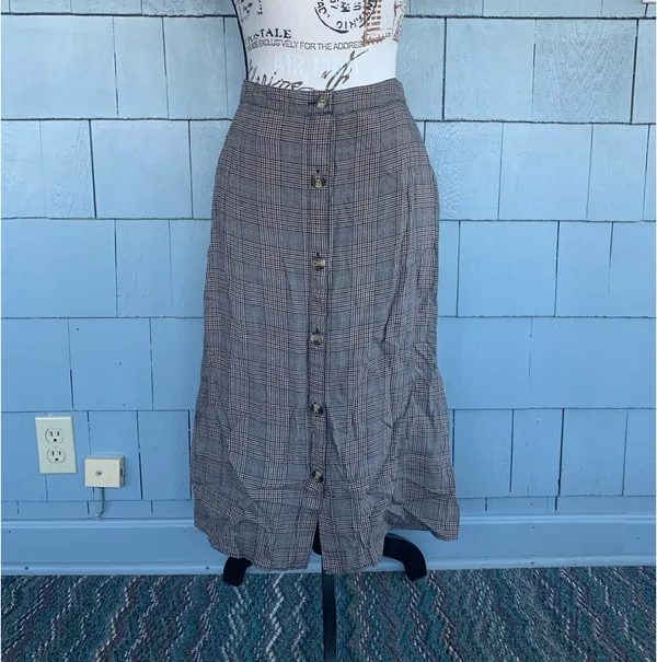 American Eagle Plaid Button Down Midi Skirt - Image 2