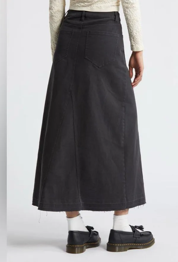 BP. Raw Hem Stretch Twill A-Line Long Maxi Jean Skirt Size 12 - Image 3