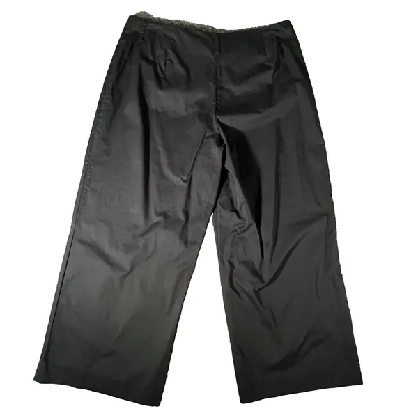 Zara Wide Leg Pants Womens Size M Black Cropped Cotton Blend‎ Trousers Mid Rise - Image 2