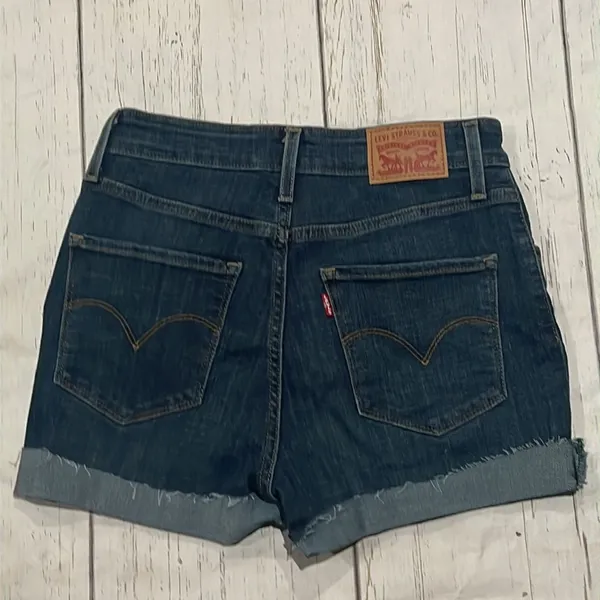Levis 721 blue denim high rise shorts - Image 3