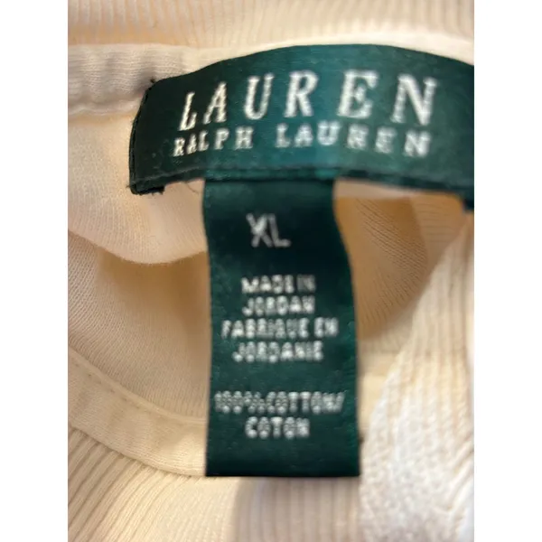Lauren Ralph Lauren‎ Cream Button Shoulder Mock Neck Long Sleeve Top XL Cotton - Image 4