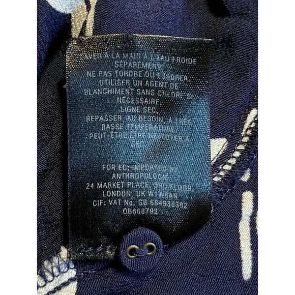 Maeve Anthropologie Navy Blue White Fern Print Sweetheart Mini Dress XS - Image 9