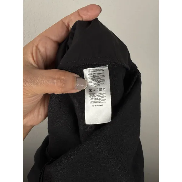Loft Women's Jumpsuit Black‎ Linen Blend Sleeveless Wide Straight Pockets Size 8 - Image 8