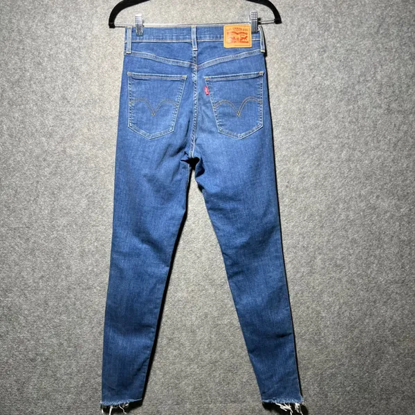 Levis Mile High Super Skinny Jeans 27 Medium Wash Distressed‎ Ripped Raw Hem - Image 7
