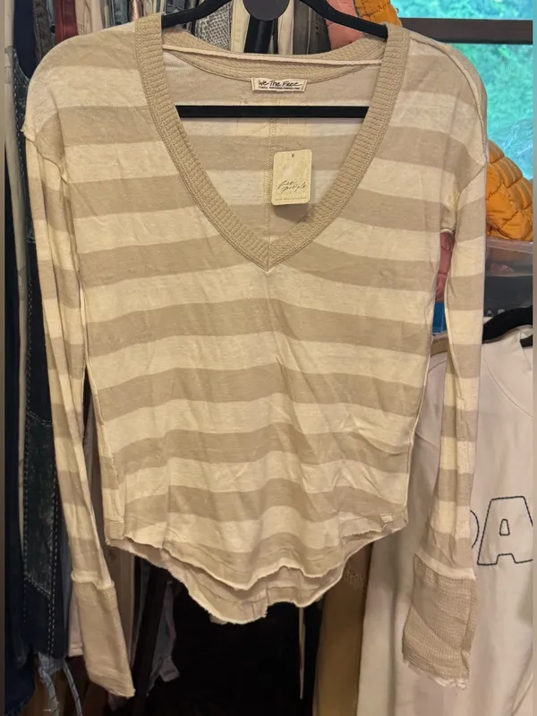 NWT Free People We The Free Sail Away Long Sleeve Tee - neutral combo - XS - Image 8