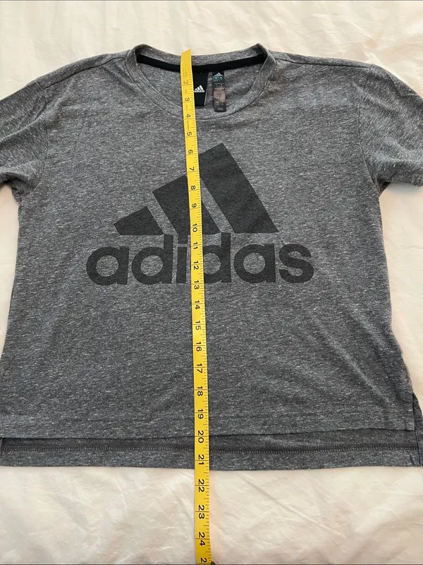 adidas Grey Crewneck Tee with Black Logo - Image 5