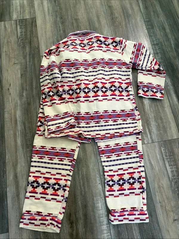 BedHead Aztec Print Flannel Pajama Set Small White - Image 6
