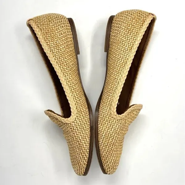 Zodiac Hill Natural Beige Raffia Woven Slip On Pointed Toe Loafers Size 8 - Image 3