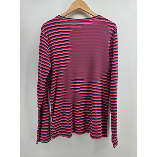 Gap Shirt Womens XL Favorite V-Neck Pink Orange Blue Striped Long Sleeve NEW - Image 4