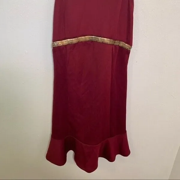 Cefian Womens' Size Medium Sleeveless Dress Racerback Burgundy Gold Sequin Waist - Image 3