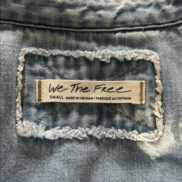 We The Free Light Blue Denim Tied Short Sleeve Dress - Image 5