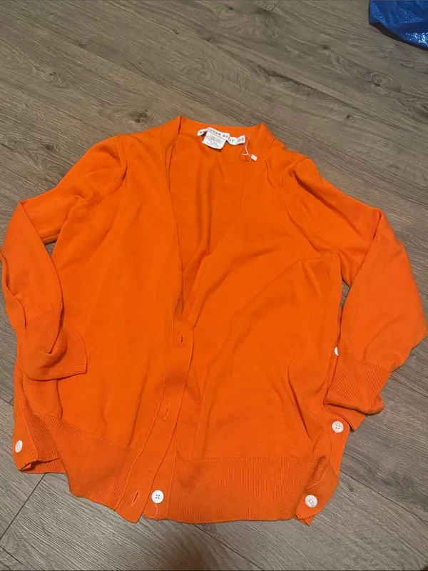 Gretchen Scott Designs Vibrant Orange Button Cardigan Size L - Image 2