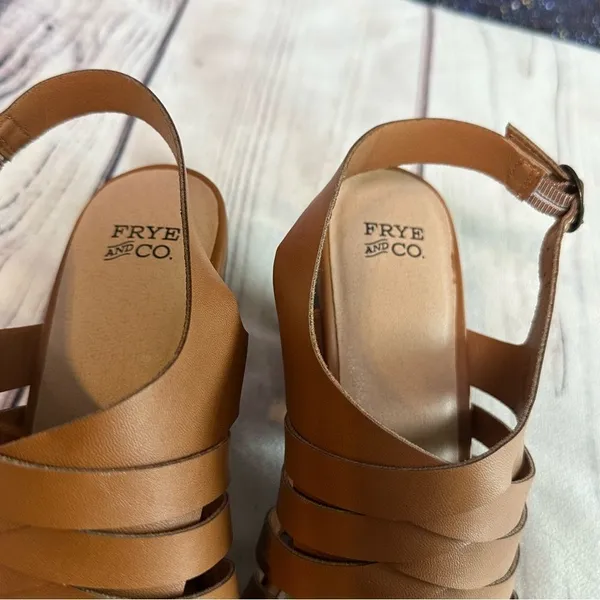 Frye and Co Sandals Womens Sz 11 Brown Galia Block Heel Vegan Leather‎ Shoes - Image 7