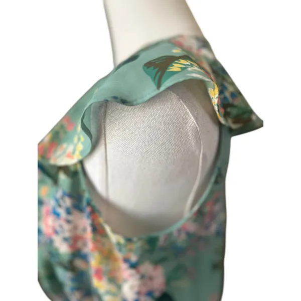 Lauren Conrad Dress Boho Fairy Green Floral Ruffle Layered Cinched Waist SZ SM - Image 7