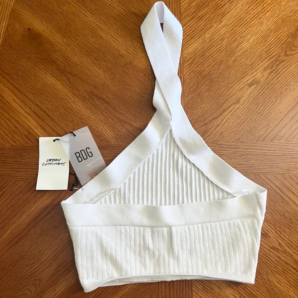 NWT  | White Ribbed Halter Crop Top - Image 4