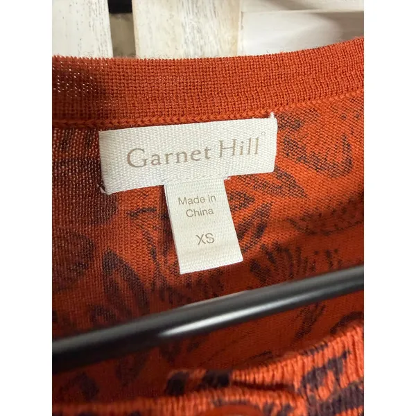 GARNET HILL Women's XS Signature Eco Merino Cardigan Botanical Forest Animals - Image 12