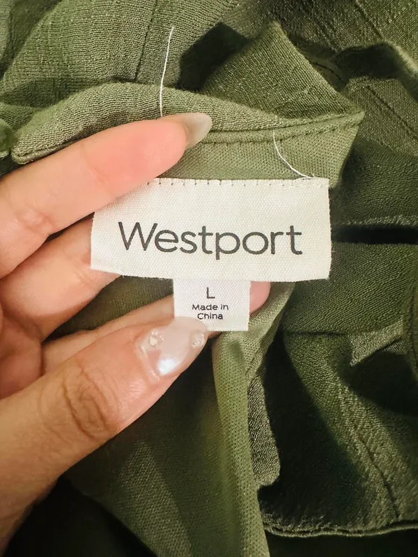 Westport Sage Green Embroidered Boho Dress L - Image 7