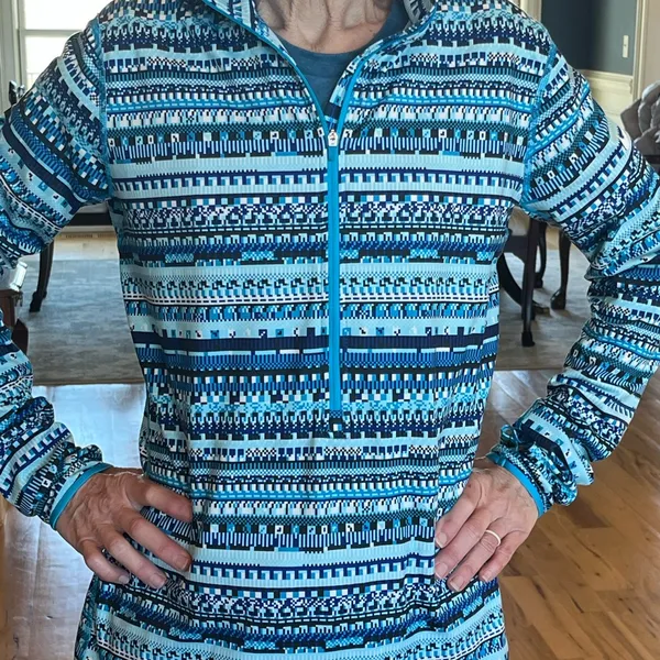 Nike Pro Dri Fit Pullover Blue Print Athletic Top Womens Performance - Image 3