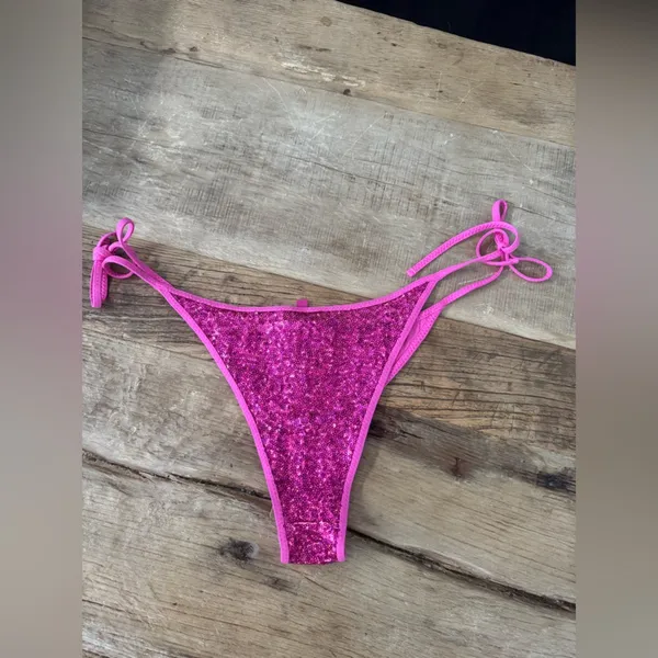 🪩NWT SOLD OUT SKIMS Bikini Bar Tie Bikini Bottom~Medium~Flamingo 🦩 - Image 9