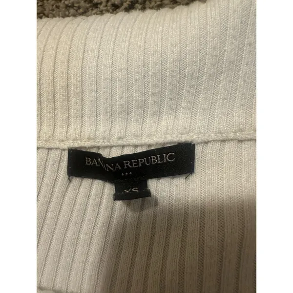 Banana Republic Off-The-Shoulder Ribbed Knit Sweater Cream XS - Image 2