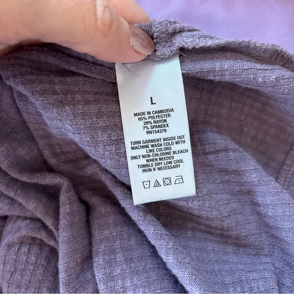 Aeropostale Solid Purple Textured Long Sleeve Twist Back Crop Top - Image 4