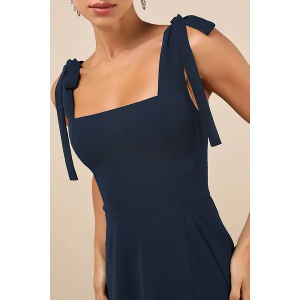 NEW Lulus Love Me Forever Navy Blue Tie-Strap Square Neck A-Line Maxi Dress XL - Image 3