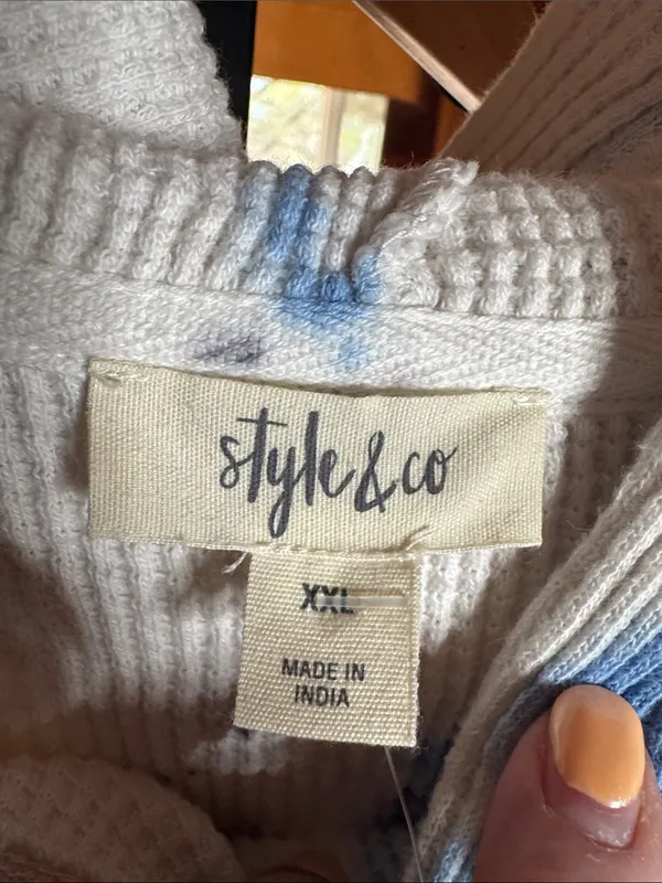 Style & Co Blue Black Tie Dye Waffle Knit Lounge Set XXL NWT Oversized Hoodie - Image 3