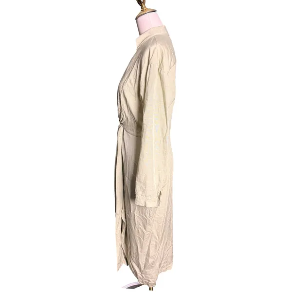 Anthropologie Sage Green Linen Blend Twist Front Midi‎ Dress US 8 UK 12 EU 40 - Image 6