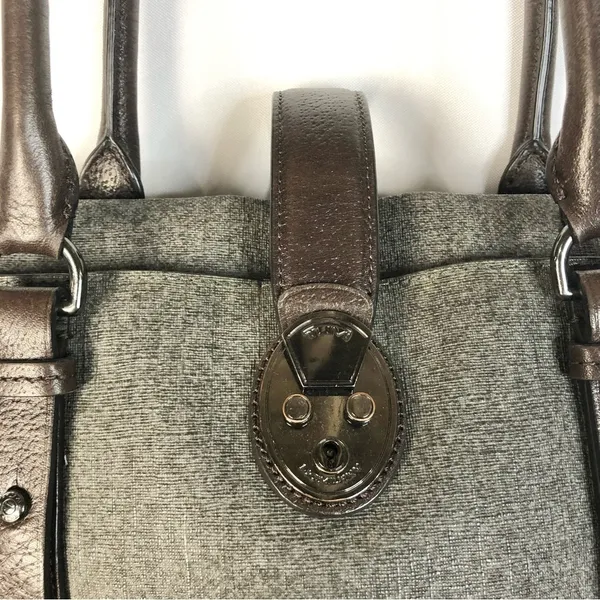 Tumi Villa‎ Viverone Gray & Brown Leather Trimmed Business Tote - Image 5