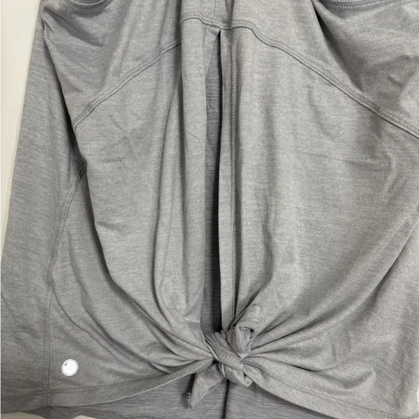 Yogalicious Tank Top Women M Gray Split Tie Back Racerback Workout‎ Yoga Running - Image 4