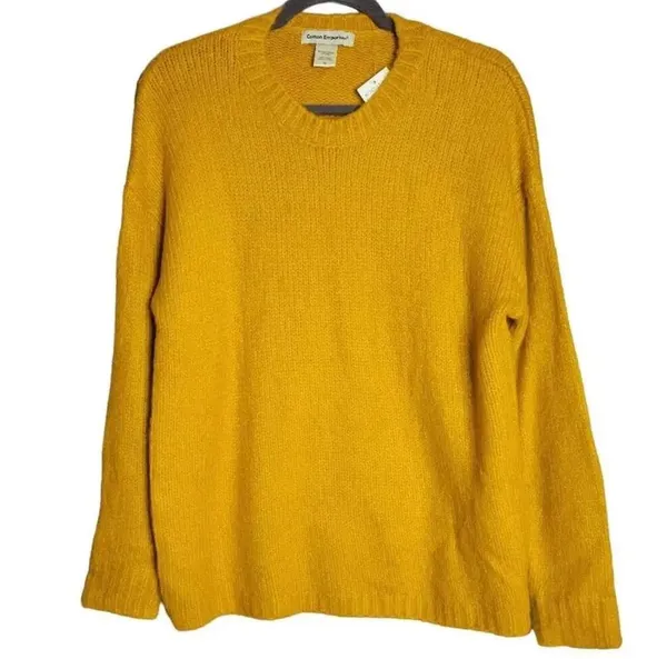 NEW Cotton Emporium Women's Size Medium Mustard Yellow Rib Knit Sweater - Image 4