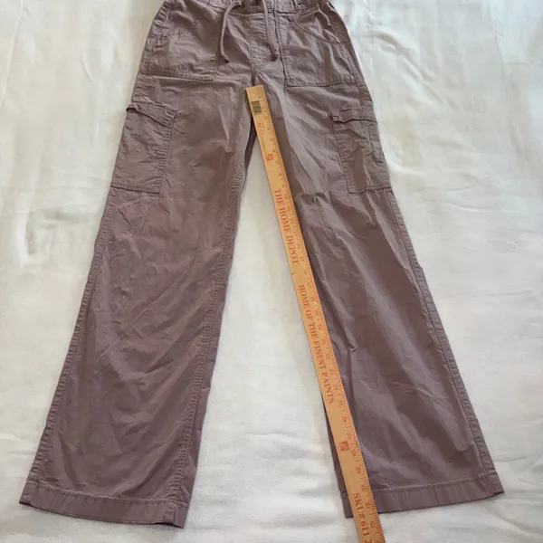 Hollister Adjustable Rise Baggy Cargo Pants Mauve Purple XS L Wide Leg Utility - Image 4