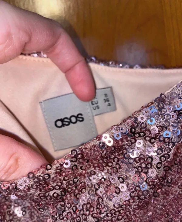 ASOS Dress Blush Pink Sequin Mini Formal Princess Dress US 4 - Image 5