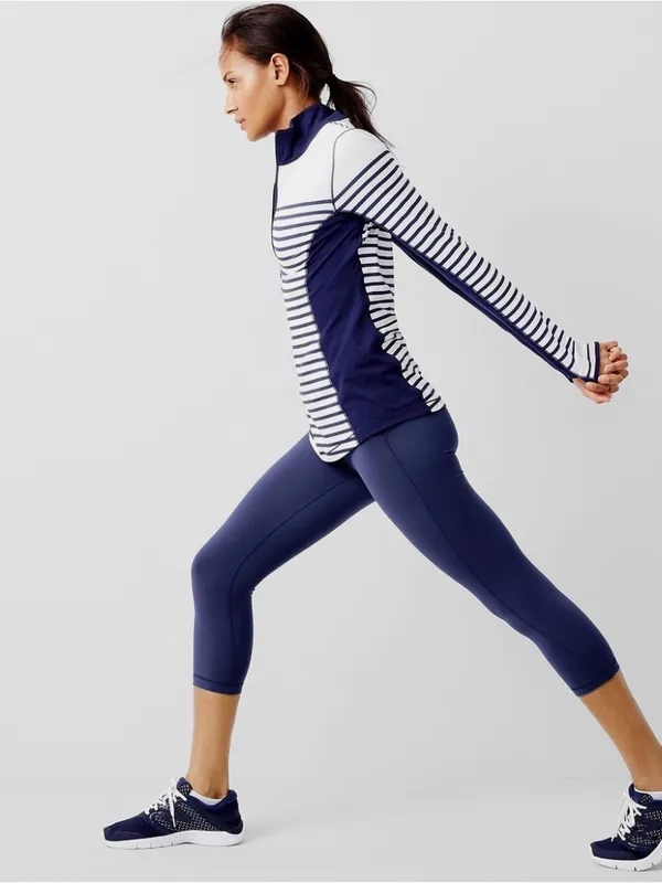 New Balance for J.Crew Navy Stripe 1/4Zip Performance Pullover Women’s Size S - Image 3