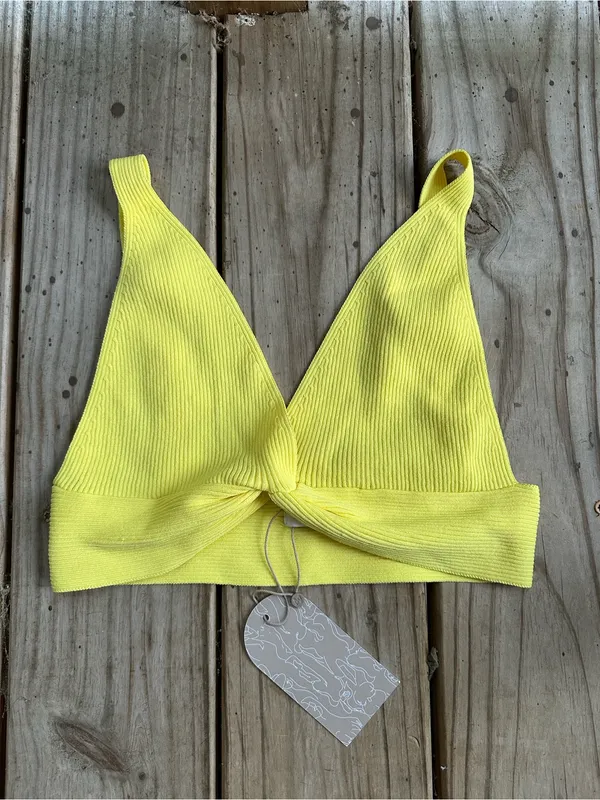 NWT Meshki Kaesha crop top yellow medium - Image 2