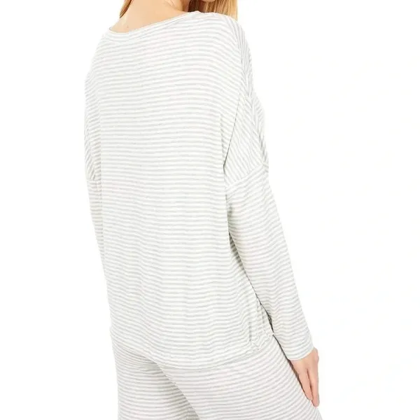 Eberjey Sadie Stripes Pajama Top ONLY Slouchy Lounge Gray/White‎ Size M NWT - Image 2