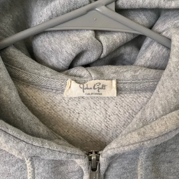Brandy Melville Gray Cropped Crystal Zip-Up Hoodie - Image 5