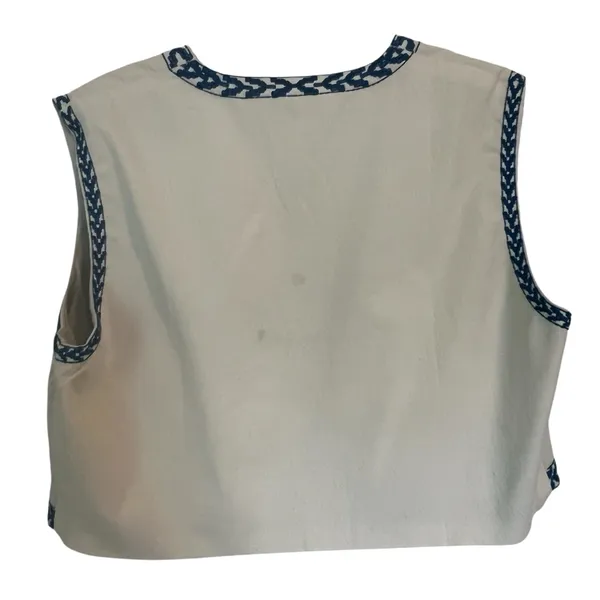 Amazon Like Zara Vest Cream Blue Floral Embroidered Bohemian Western Vest Size M-L - Image 3