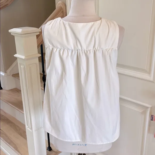 New Cream Shirred Swing Tank Blouse - Image 5