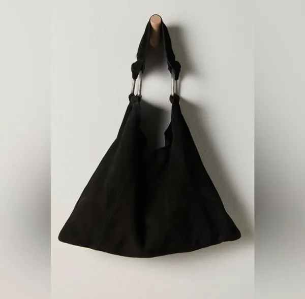 NWT Free People Bobbi Slouch Suede Tote In Black $98 MSRP 100% Leather No refunds returns or cancellations - Image 4