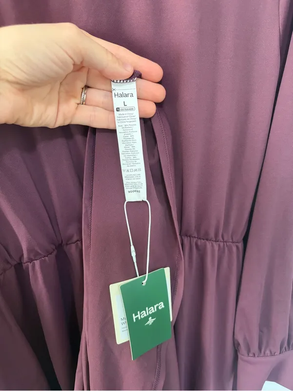 Halara NWT V-neck Long Sleeve Tie Back Midi Work Dress with Pockets in Plum Wine - Image 7