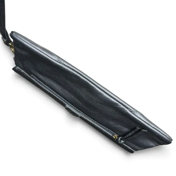 Clarks England Leather Baguette Clutch Bag Wristlet Blue Cotton Lined - Image 6
