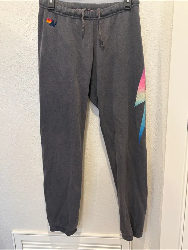 Aviator Nation Bolt Sweatpants in Rainbow Pink Size M - Image 2