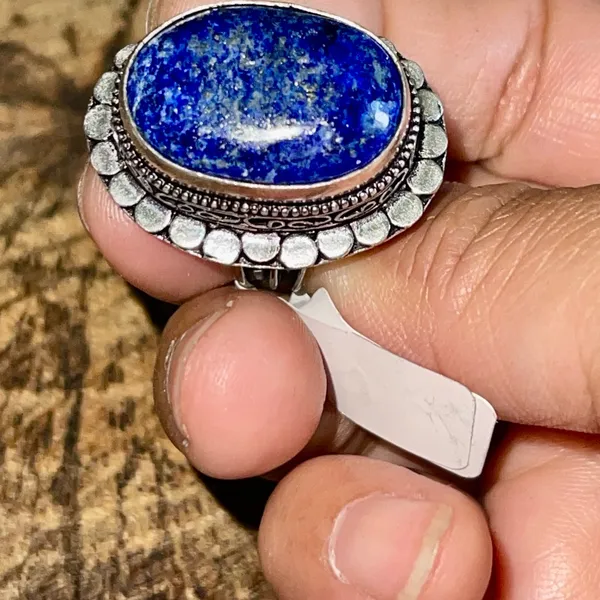 Lapis Lazuli Ring Size 7 1/4 Gold - Image 5