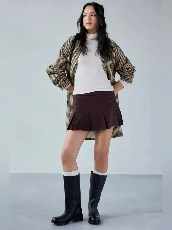 NWT Motel Rocks Sejuani Cord Mini Skirt In Bitter Chocolate Brown Large - Image 2