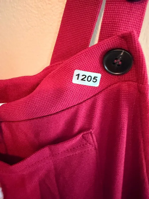 Halara M Peto Red waffle like Adjustable Strap Overalls With Front Pockets Size - Image 4