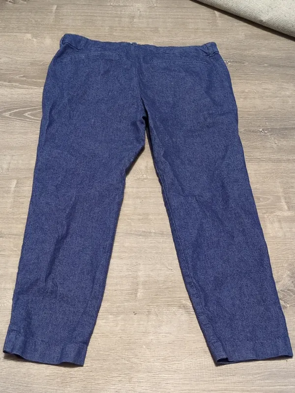 Old Navy Mid Rise Pixie Linen Night Flight Denim Trousers Size 12 - Image 7